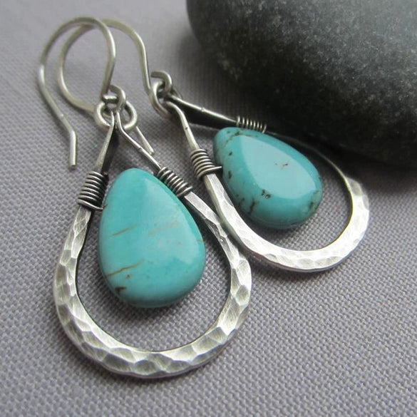 Electroplated Alloy Geometric Drop Earrings With Handwrapped Silk Detail Retro Creative Statement Jewelry