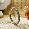 Electroplated Cloisonné Enamel Floral Open Cuff Bracelet For Women Thin Decorative Jewelry Accessory