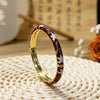Electroplated Cloisonné Enamel Floral Open Cuff Bracelet For Women Thin Decorative Jewelry Accessory