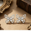 Electroplated Copper Butterfly Zircon Hollow Clip On Earrings For Women Minimalist Animal Design Jewelry