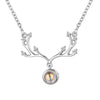 Electroplated Copper Deer Antler Projection Necklace With I Love You Message Cross Chain Animal Pendant Christmas Gift