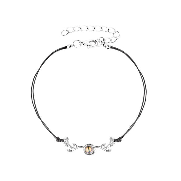 Electroplated Copper Deer Antler Projection Necklace With I Love You Message Cross Chain Animal Pendant Christmas Gift