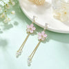 Electroplated Copper Flower Long Tassel Earrings For Women High End Sweet Floral Jewelry