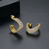 Electroplated Copper Geometric Asymmetric Earrings With Crystal Zircon Accents For Women