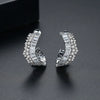 Electroplated Copper Geometric Asymmetric Earrings With Crystal Zircon Accents For Women