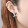 Electroplated Copper Geometric Asymmetric Earrings With Crystal Zircon Accents For Women