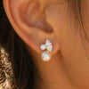 Electroplated Copper Geometric Imitation Pearl Earrings For Women With Retro Bridal Style