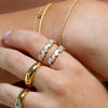 Electroplated Copper Rectangular Geometric Zircon Ring Fashion Trend Ring For Women