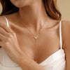 Electroplated Copper Y Shaped Layered Necklace With Round Bead And Geometric Pendant For Women