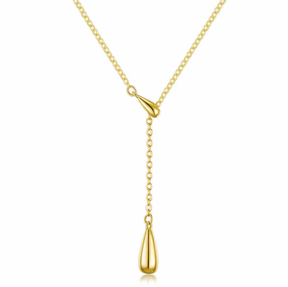 Electroplated Copper Y Shaped Layered Necklace With Round Bead And Geometric Pendant For Women