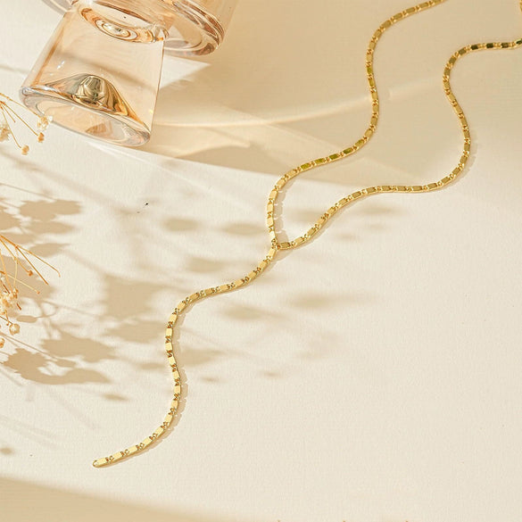 Electroplated Copper Y Shaped Layered Necklace With Round Bead And Geometric Pendant For Women