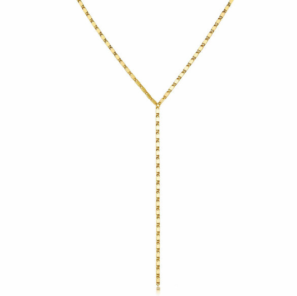 Electroplated Copper Y Shaped Layered Necklace With Round Bead And Geometric Pendant For Women
