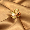 Electroplated Stainless Steel Geometric Sunflower Ring With Threaded Design Minimalist Unisex Fashion Jewelry For Women And Men