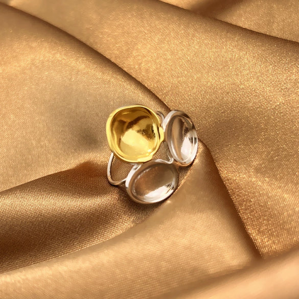 Electroplated Stainless Steel Geometric Sunflower Ring With Threaded Design Minimalist Unisex Fashion Jewelry For Women And Men