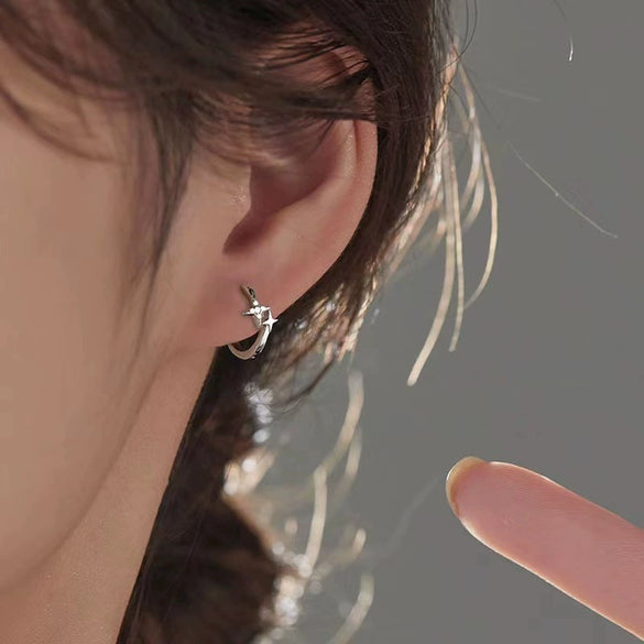 Electroplated Titanium Alloy Star Earrings Minimalist Geometric Stackable Ear Clips For Unisex Wear