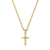 Electroplated Titanium Steel Cross Pendant Necklace With Zircon Accents Slim Bar Design Light Luxury Women's Jewelry For Layered Wear