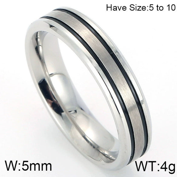 Electroplated Titanium Steel Geometric Ring For Couples