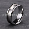 Electroplated Tungsten Steel Ring With Smooth Surface Flat Chamfered Edge And Grooved Geometric Minimalist Design For Unisex Wear