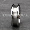 Electroplated Tungsten Steel Ring With Smooth Surface Flat Chamfered Edge And Grooved Geometric Minimalist Design For Unisex Wear