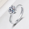Elegant Adjustable Sterling Silver Geometric Heart Ring For Women Electroplated Full Diamond Style Fashion Jewelry