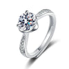 Elegant Adjustable Sterling Silver Geometric Heart Ring For Women Electroplated Full Diamond Style Fashion Jewelry