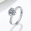 Elegant Adjustable Sterling Silver Geometric Heart Ring For Women Electroplated Full Diamond Style Fashion Jewelry