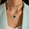 Elegant All Match Multi Layer Bow Love Flower Imitation Emerald Gem Necklace For Women Alloy Material Geometric Pattern Electroplating Process