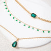 Elegant All Match Multi Layer Bow Love Flower Imitation Emerald Gem Necklace For Women Alloy Material Geometric Pattern Electroplating Process