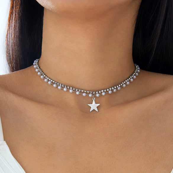 Elegant All Match Multi Layer Bow Love Flower Imitation Emerald Gem Necklace For Women Alloy Material Geometric Pattern Electroplating Process