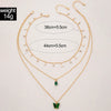 Elegant All Match Multi Layer Bow Love Flower Imitation Emerald Gem Necklace For Women Alloy Material Geometric Pattern Electroplating Process