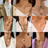 Elegant All Match Multi Layer Bow Love Flower Imitation Emerald Gem Necklace For Women Alloy Material Geometric Pattern Electroplating Process