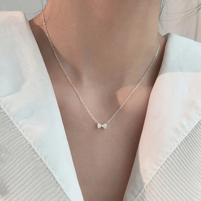 Elegant Alloy Bow Necklace Daily Electroplating Artificial Diamond