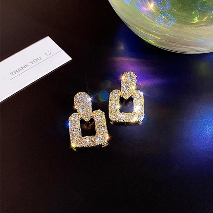 Elegant Alloy Geometric Earrings Shopping Inlay Rhinestones Drop Earrings As Picture