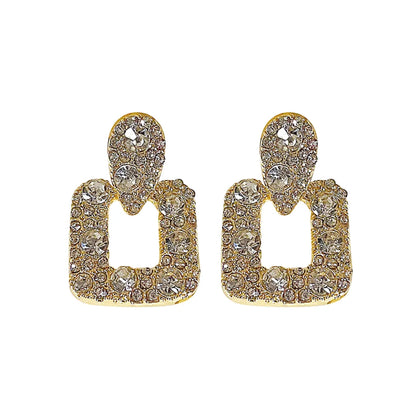 Elegant Alloy Geometric Earrings Shopping Inlay Rhinestones Drop Earrings As Picture