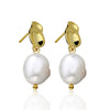 Elegant Baroque Irregular Beads Freshwater Pearl S925 Sterling Silver Electroplated Geometric Ear Stud Pendant Earrings