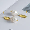 Elegant Baroque Irregular Beads Freshwater Pearl S925 Sterling Silver Electroplated Geometric Ear Stud Pendant Earrings