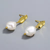 Elegant Baroque Irregular Beads Freshwater Pearl S925 Sterling Silver Electroplated Geometric Ear Stud Pendant Earrings