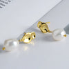 Elegant Baroque Irregular Beads Freshwater Pearl S925 Sterling Silver Electroplated Geometric Ear Stud Pendant Earrings