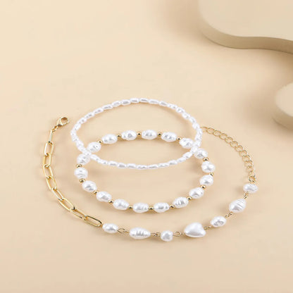 Elegant Baroque Style Commute Geometric Imitation Pearl Alloy Wholesale Bracelets