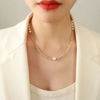 Elegant Baroque Style Round Natural Stone Freshwater Pearl Titanium Steel 18k Gold Plated Necklace In Bulk