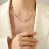 Elegant Baroque Style Round Natural Stone Freshwater Pearl Titanium Steel 18k Gold Plated Necklace In Bulk