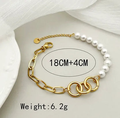 Elegant Baroque Style Simple Style Round 304 Stainless Steel 14K Gold Plated Bracelets In Bulk