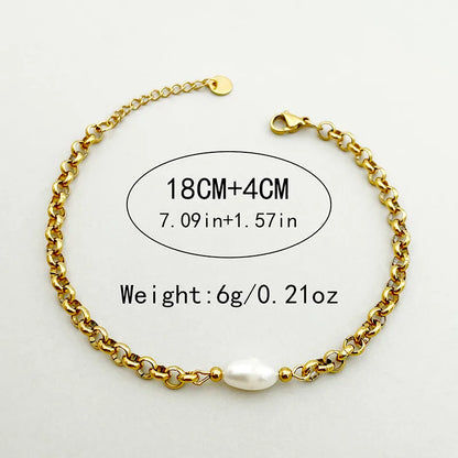 Elegant Baroque Style Simple Style Round 304 Stainless Steel 14K Gold Plated Bracelets In Bulk