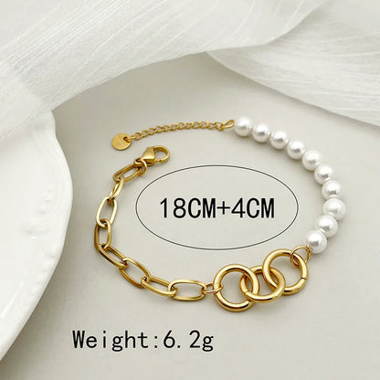 Elegant Baroque Style Simple Style Round 304 Stainless Steel 14K Gold Plated Bracelets In Bulk