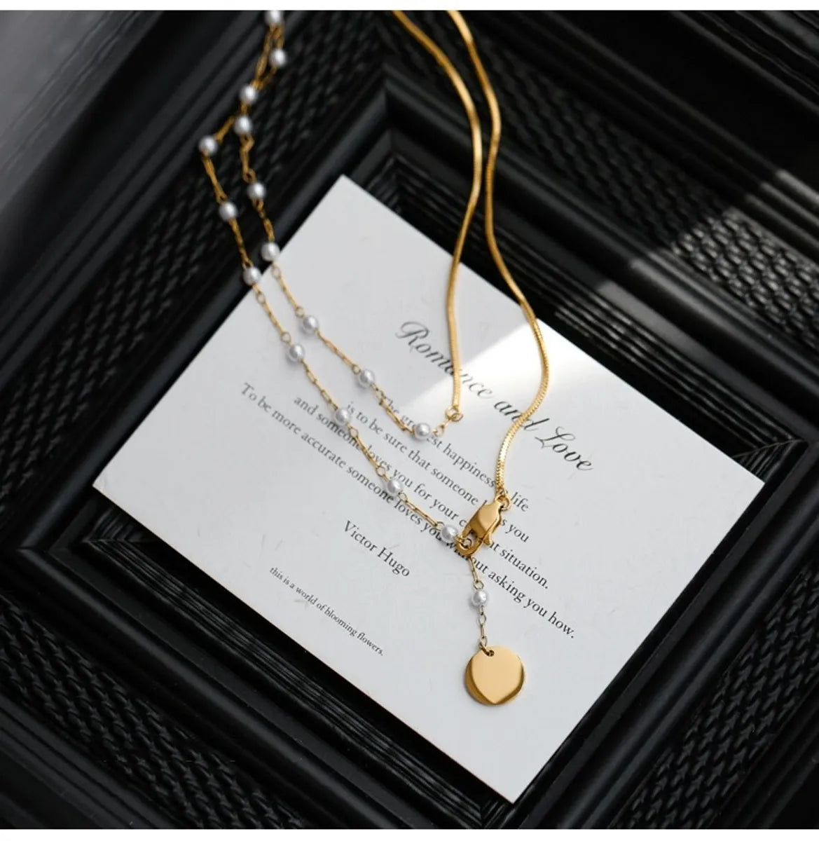 Elegant Basic Geometric Stainless Steel Imitation Pearl Layered Necklaces