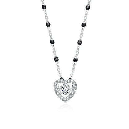 Elegant Basic Heart Shape Sterling Silver Zircon Pendant Necklace In Bulk