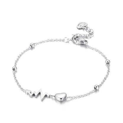 Elegant Basic Heart Shape Titanium Steel Plating Bracelets