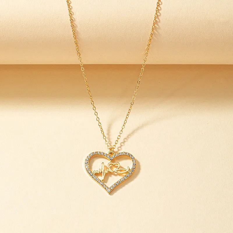 Elegant Basic Lady Heart Shape Zircon Alloy Wholesale Pendant Necklace