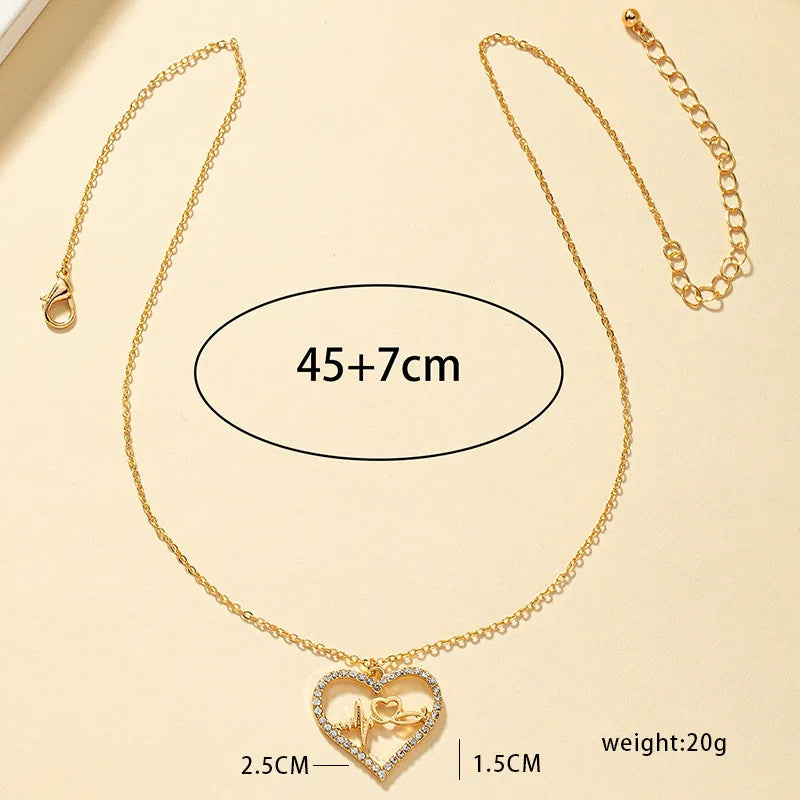 Elegant Basic Lady Heart Shape Zircon Alloy Wholesale Pendant Necklace