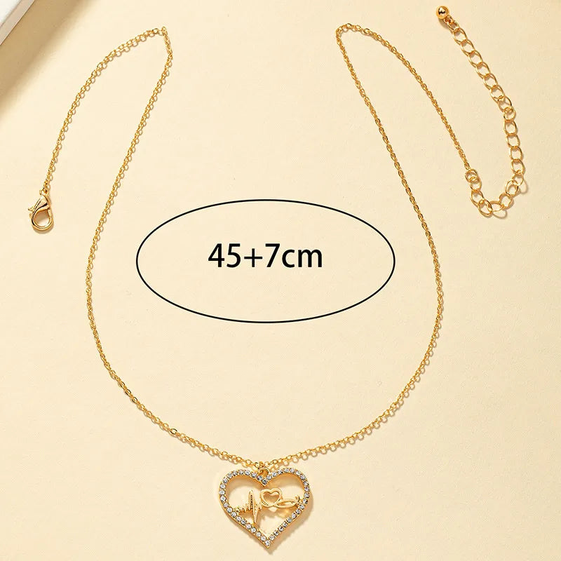 Elegant Basic Lady Heart Shape Zircon Alloy Wholesale Pendant Necklace